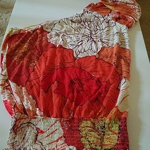 Arden B tropical floral top 1 shoulder